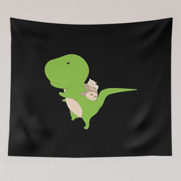 Item preview, Lazy Kitty Cat & Sloth on T-Rex Tyrannosaurus Rex Dinosaur designed and sold by fatamyfan1.