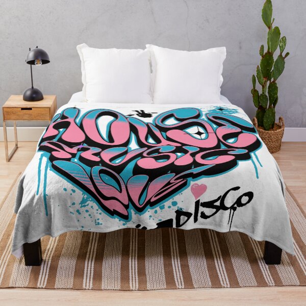 Item preview, HOUSE MUSIC - Graffiti Love Heart (Pink/Blue/Black) designed and sold by Discothreadz.