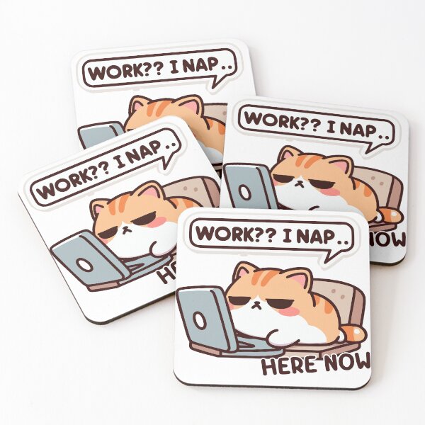 Item preview, Lazy Grumpy Cat Blocking Laptop in Cartoon Style designed and sold by Tong4130.