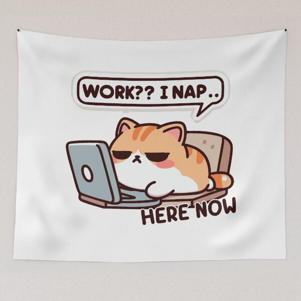 Item preview, Lazy Grumpy Cat Blocking Laptop in Cartoon Style designed and sold by Tong4130.