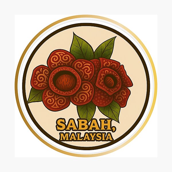 Item preview, Sabah Rafflesia Tribal Flower | Borneo Malaysia Sticker designed and sold by BORNEO VIBE CREATIONS .