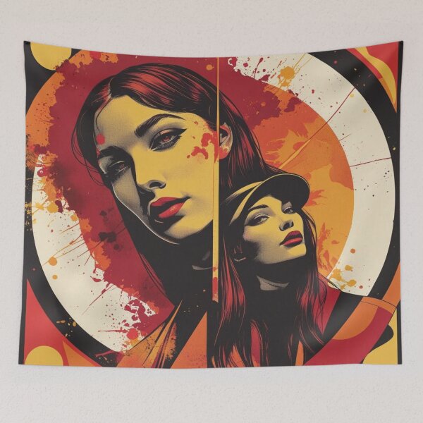 Item preview, Psychedelic Abstract Pop Portrait – Woman in Autumn Tones designed and sold by Harmonic_Layers.