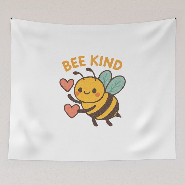 Item preview, Bee Kind – Cute Motivational Bee with Hearts designed and sold by Lacritsa .