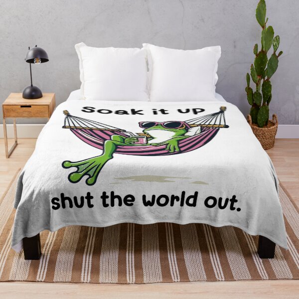 Item preview, Chill Frog Relaxing in Hammock with Drink designed and sold by Tong4130.