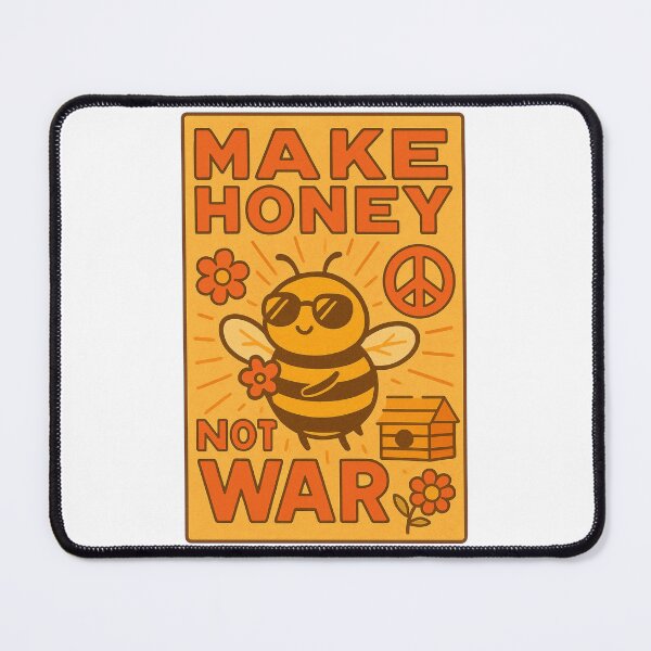 Item preview, Make Honey Not War – Retro Peace Bee Poster designed and sold by Lacritsa .