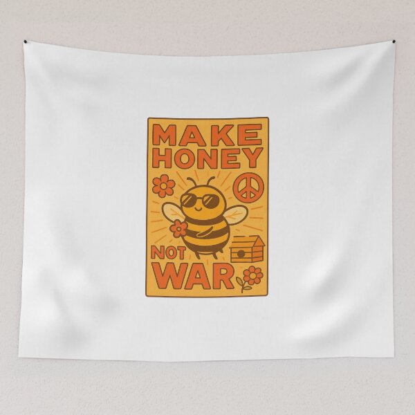 Item preview, Make Honey Not War – Retro Peace Bee Poster designed and sold by Lacritsa .