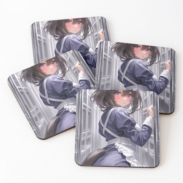 Item preview, Anime Blushing Maid Cat Girl Looking Back in Chrome Corridor designed and sold by juniorcastros.