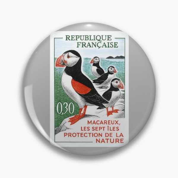 Item preview, 1960 France Atlantic Puffins Postage Stamp designed and sold by retrographics.