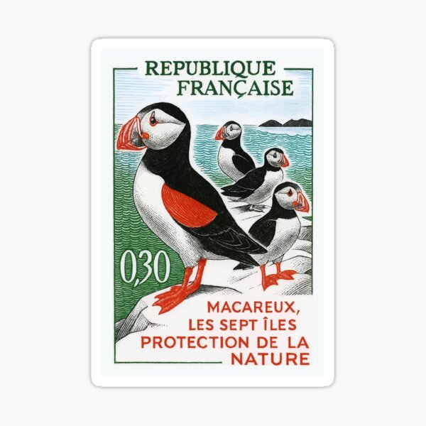 Artikel-Vorschau von 1960 Frankreich Atlantik Papageientaucher Briefmarke, designt und verkauft von retrographics.
