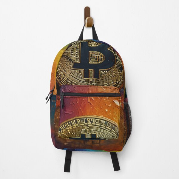 Item preview, Golden Bitcoin Abstract Digital Art Print designed and sold by rosesonartsgallery.
