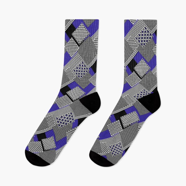Item preview, blue-black geometric patchwork pattern designed and sold by fuzzyfox.
