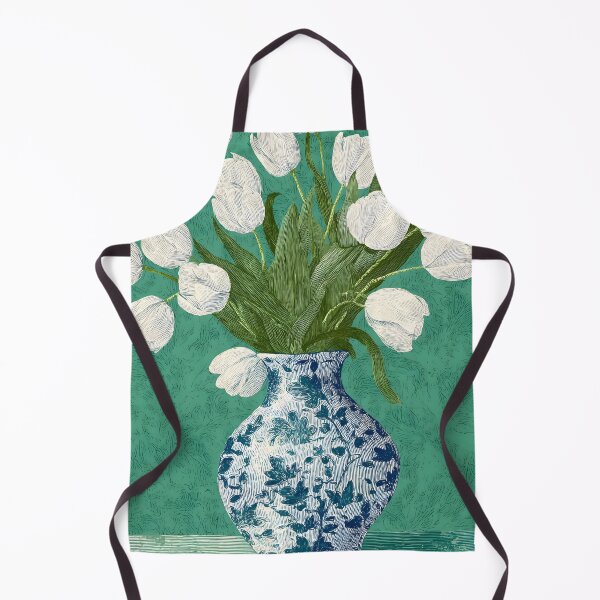 Item preview, white tulips in a blue traditional turkish vase designed and sold by Artania21.