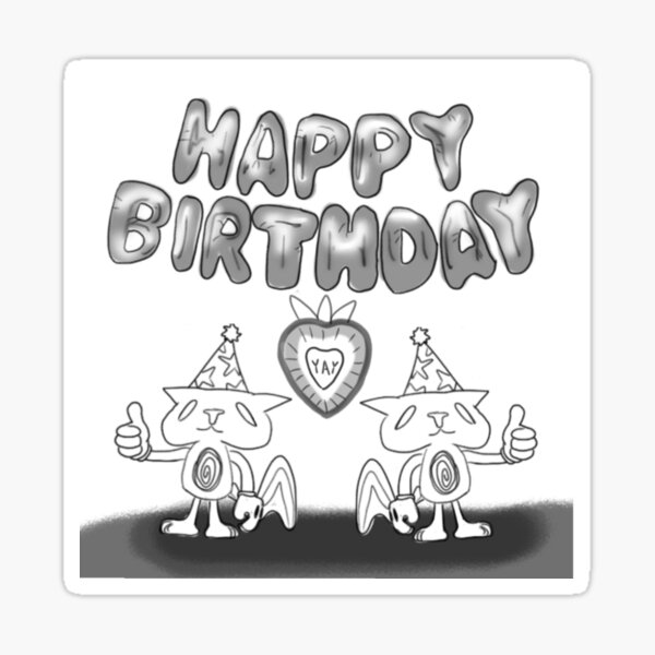 Item preview, Happy Birthday Vintage Cat Twins Thumbs Up designed and sold by Snail Soup.