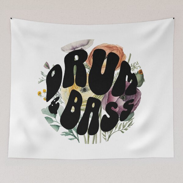 Item preview, DRUM AND BASS  - Flower Bass Power (Black)  designed and sold by Discothreadz.