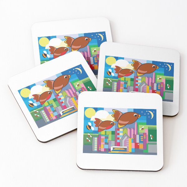 Item preview, City Flypast colorful modern art poster, T-shirt designed and sold by Robert Hills.