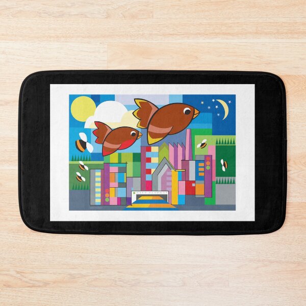 Item preview, City Flypast colorful modern art poster, T-shirt designed and sold by Robert Hills.