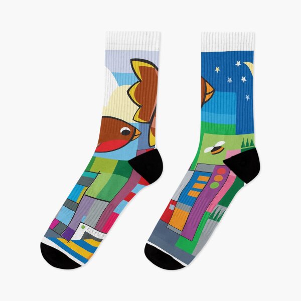Item preview, City Flypast colorful modern art poster, T-shirt designed and sold by Robert Hills.