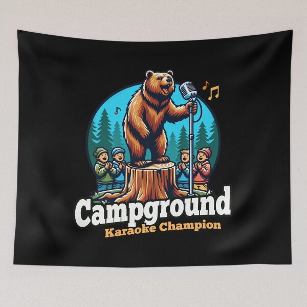 Item preview, Campground Karaoke Champion - Singing Bear Funny Camping designed and sold by KZbubble.