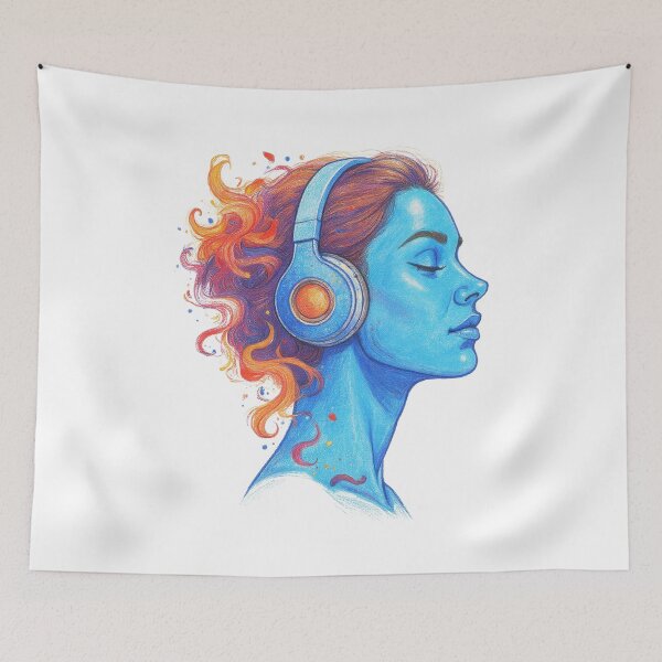 Item preview, Girl with a headphone designed and sold by a2zbuyshop.