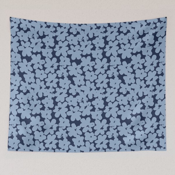 Item preview, Blue Scandi flower pattern designed and sold by Pattern Palette Hub.