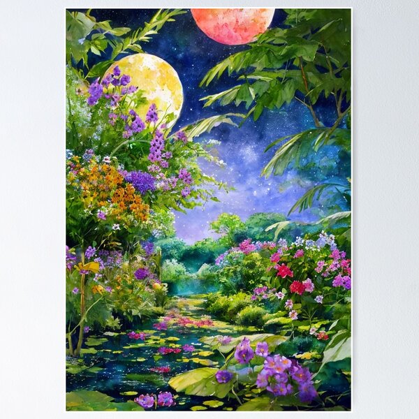 Item preview, "Twilight Garden of Two Moons" designed and sold by SEIMEI2025.