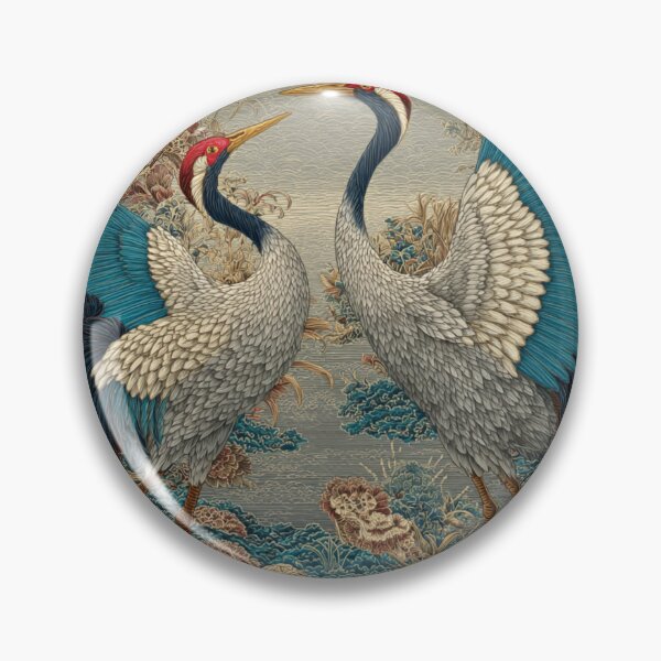 Item preview, Japanese Cranes Mating Season Floral Garden designed and sold by GrinGalore.