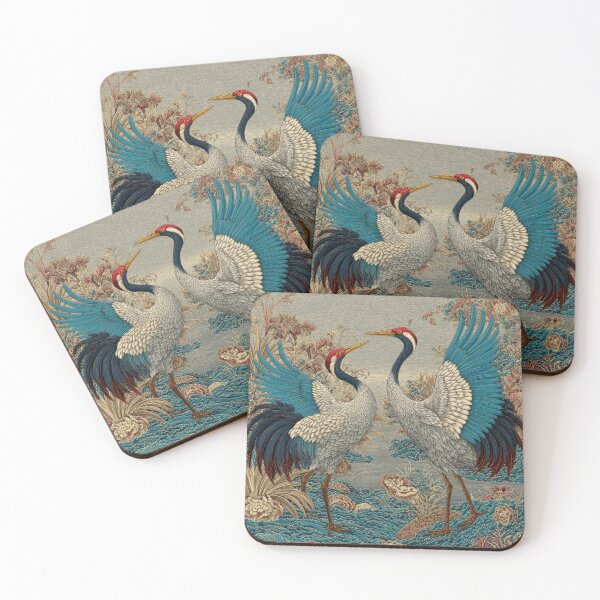 Item preview, Japanese Cranes Mating Season Floral Garden designed and sold by GrinGalore.