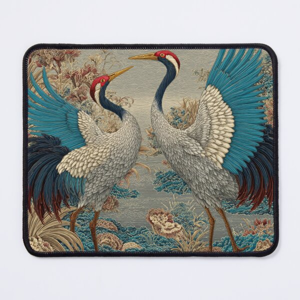 Item preview, Japanese Cranes Mating Season Floral Garden designed and sold by GrinGalore.