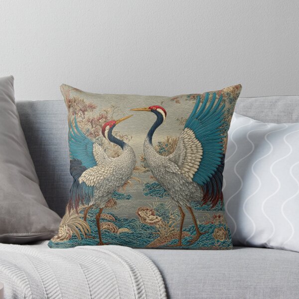 Item preview, Japanese Cranes Mating Season Floral Garden designed and sold by GrinGalore.