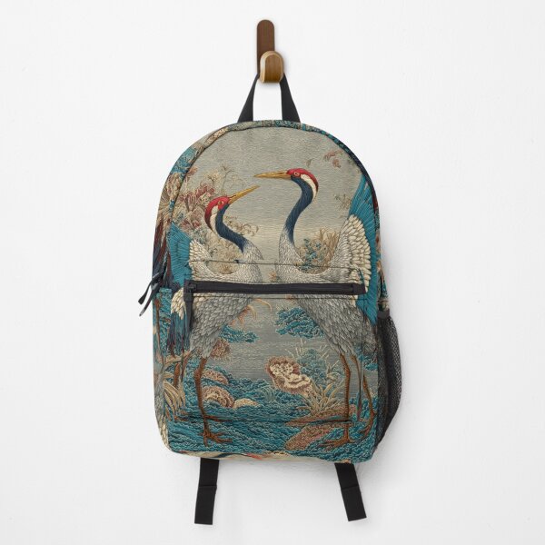 Item preview, Japanese Cranes Mating Season Floral Garden designed and sold by GrinGalore.