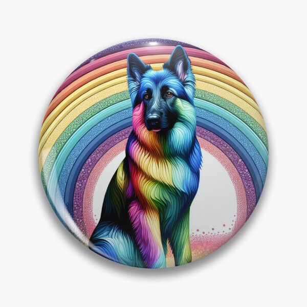 Item preview, Frosty rainbow bubble style German Shepherd designed and sold by BritishDelights.