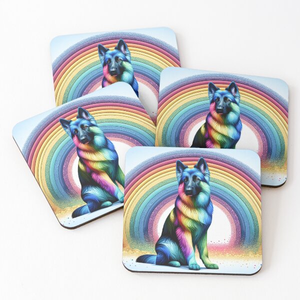 Item preview, Frosty rainbow bubble style German Shepherd designed and sold by BritishDelights.