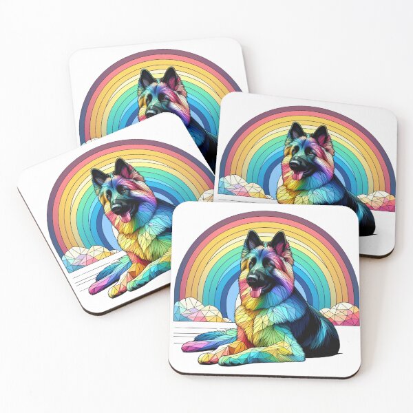 Item preview, Rainbow geometric style German Shepherd designed and sold by BritishDelights.