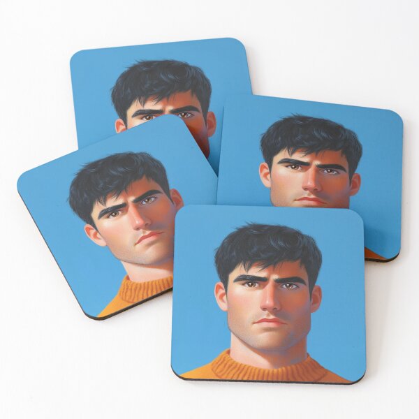 Item preview, Handsome Cartoon Man with Dark Hair and Orange Sweater Illustration designed and sold by Art of Ngu.