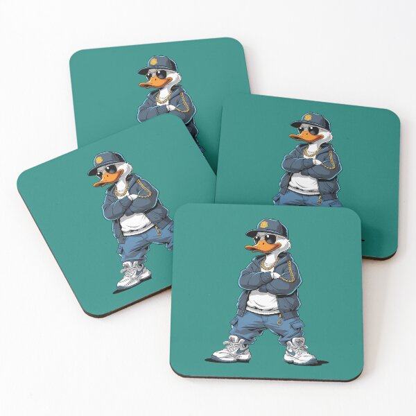 Item preview, Swag Cartoon Duck in Streetwear with Chains and Sunglasses designed and sold by PrintBreeze.