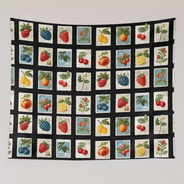 Item preview, Funny Fantastic Fruits Berries Lover Retro Botanical Stamps designed and sold by SecretDicer.