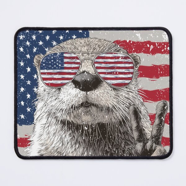 Item preview, Patriotic Otter Peace Sign - American Flag Otter Sunglasses designed and sold by Gaviani Design Studio.