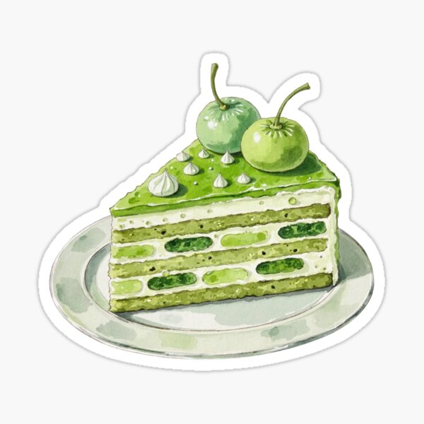 Item preview, macha cake, green, watercolor, tasty designed and sold by HanHanChan.