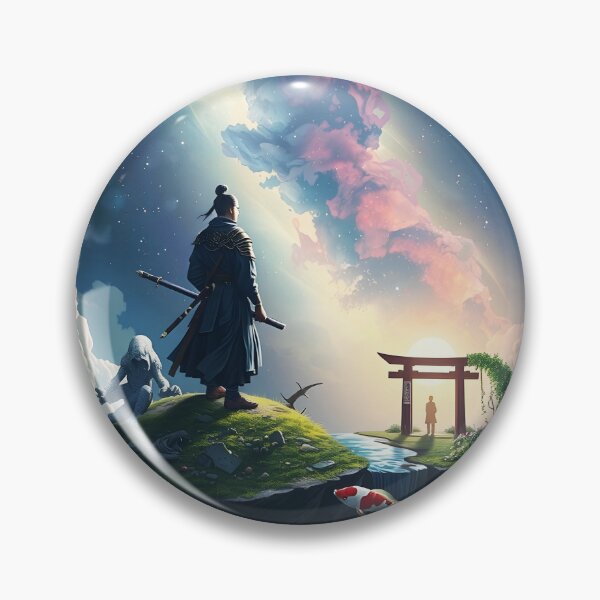 Item preview, a celestial samurai standing on a floating island in the heavens designed and sold by Erlin Rudho.