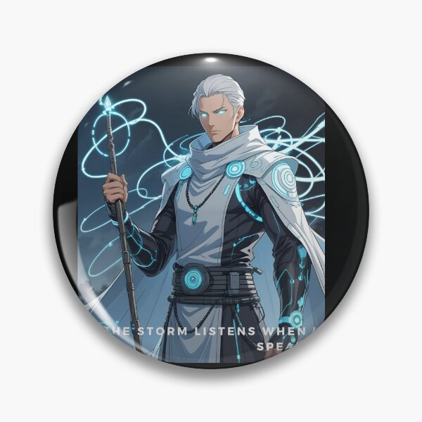 Item preview, Rai – Thunder Monk | Anime Cyber Warrior with Lightning Staff white designed and sold by modishwelt.