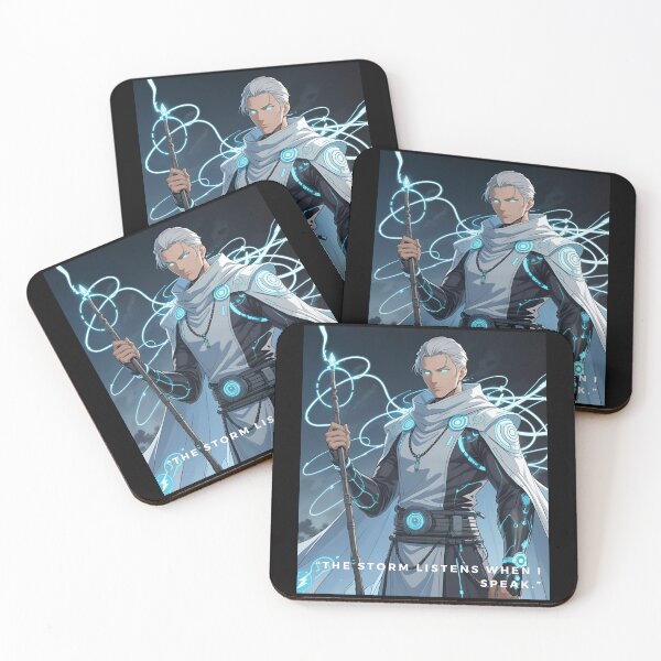 Item preview, Rai – Thunder Monk | Anime Cyber Warrior with Lightning Staff white designed and sold by modishwelt.