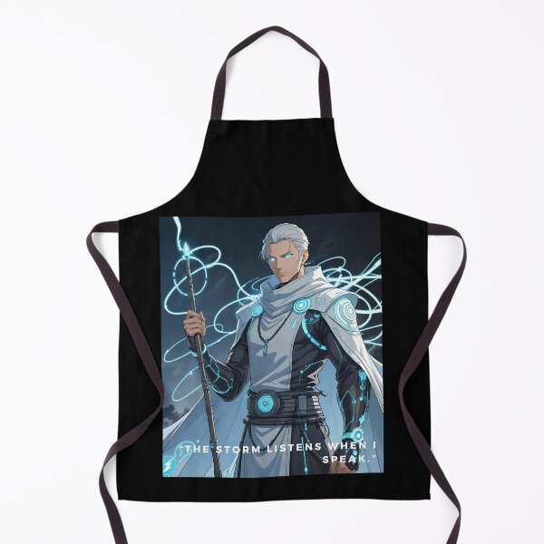 Item preview, Rai – Thunder Monk | Anime Cyber Warrior with Lightning Staff white designed and sold by modishwelt.