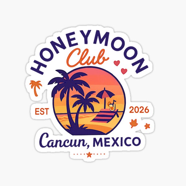 Item preview, Honeymoon Club – Cancun, Mexico 2026 Sunset Design | Tropical Wedding Trip Souvenir Sticker & Travel Keepsake designed and sold by Memorph.