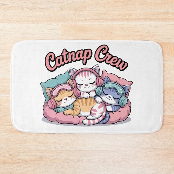 Item preview, cartoon cats curled up sleeping with pillows with  text 'Catnap Crew' designed and sold by Nimkaew.