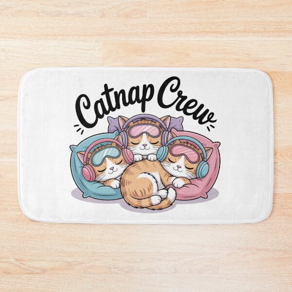 Item preview, cartoon cats curled up sleeping with pillows with  text 'Catnap Crew' designed and sold by Nimkaew.