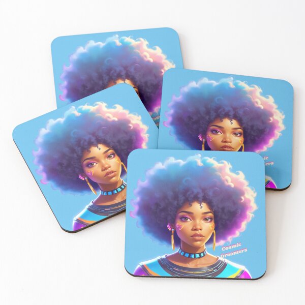 Item preview, Afro Galaxy Visions-Cyber Roots: Natural Hair Meets Neon Tech designed and sold by FilMate.