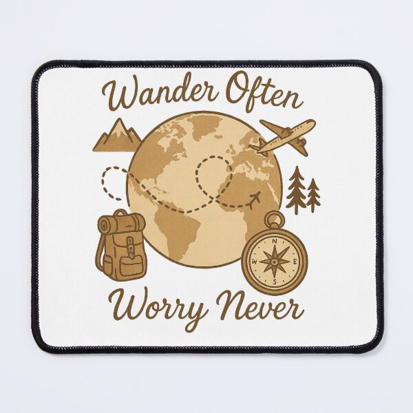 Item preview, Wander Often, Worry Never – Vintage Travel Adventure Design designed and sold by Aube11.