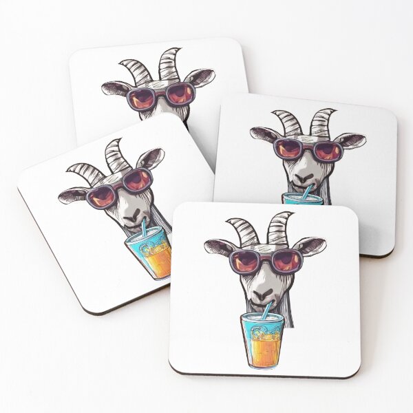 Item preview, Goat drinking orange juice  designed and sold by UniqueDesignHub.