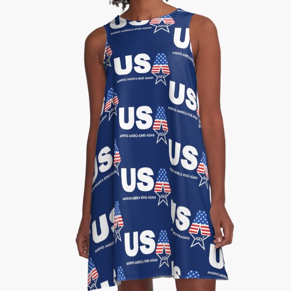 Making America Kind Again USA American Flag Design A-Line Dress