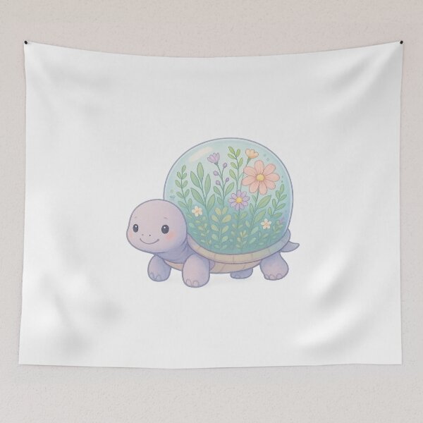 Item preview, Terrarium Turtle – Cute Pastel Garden Shell Animal I Whimsical Creatures Collection designed and sold by Domci.